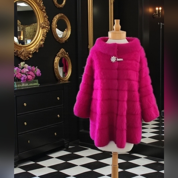 Vintage Jackets & Blazers - Vintage 3/4 Sleeve Fuzzy Coat Jacket